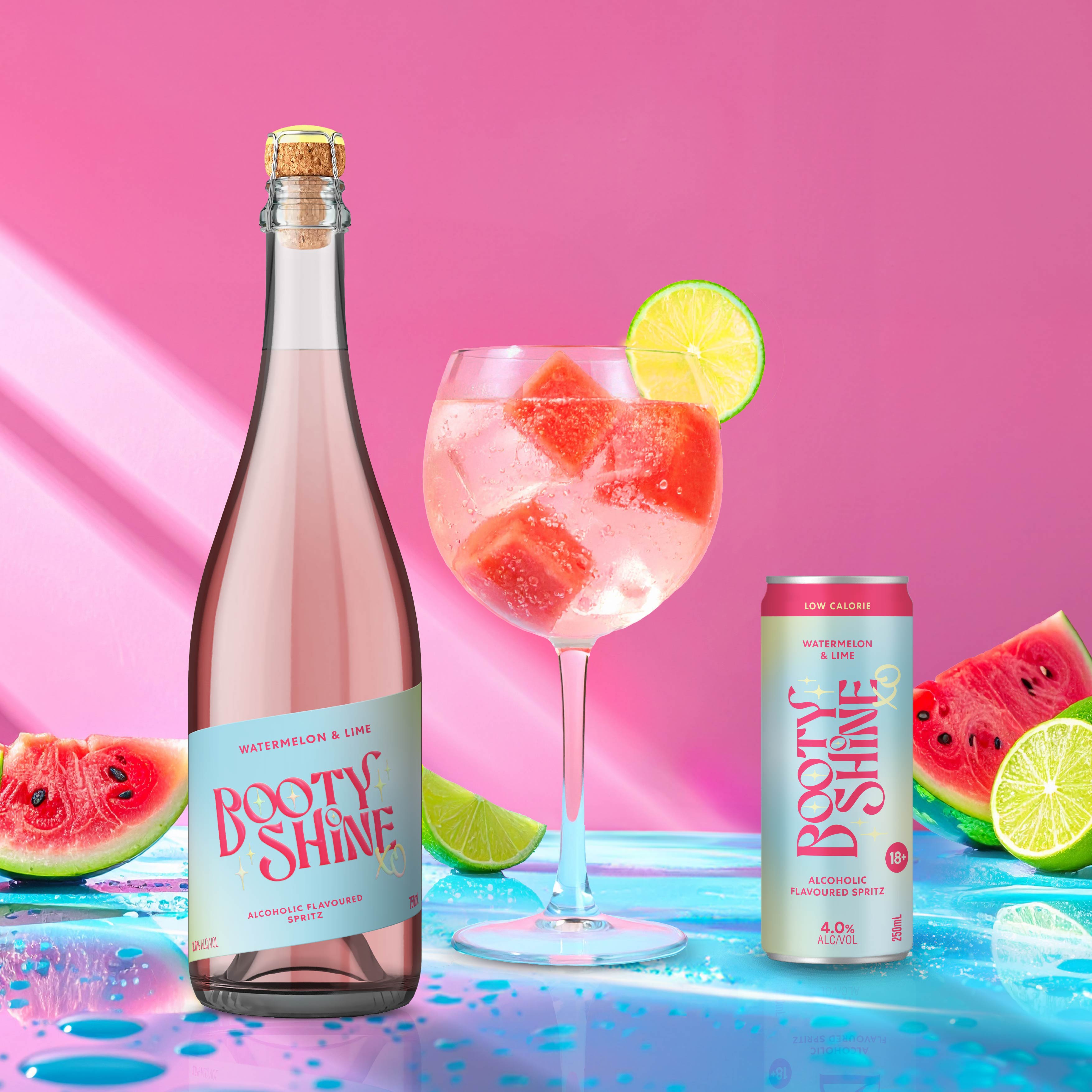 Booty Shine XO Watermelon Spritz Cans - 24 Pack