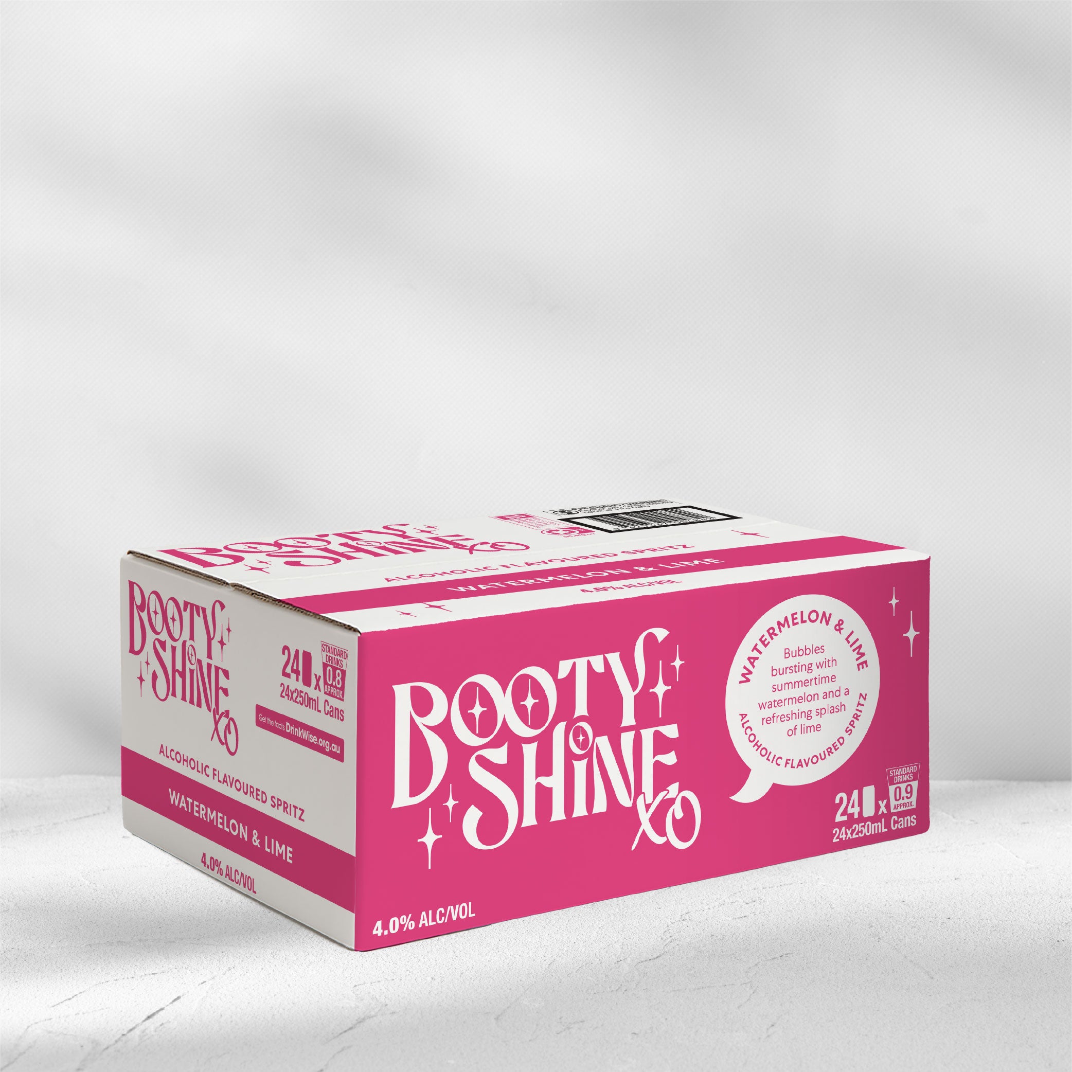 Booty Shine XO Watermelon Spritz Cans - 24 Pack